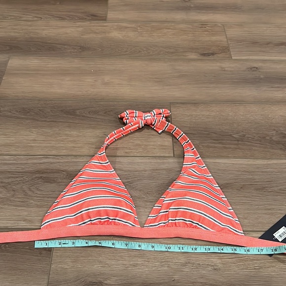 NWT Tommy Hilfiger Anywhere Halter Bikini Top Striped Orange/Navy/White - Picture 13 of 14